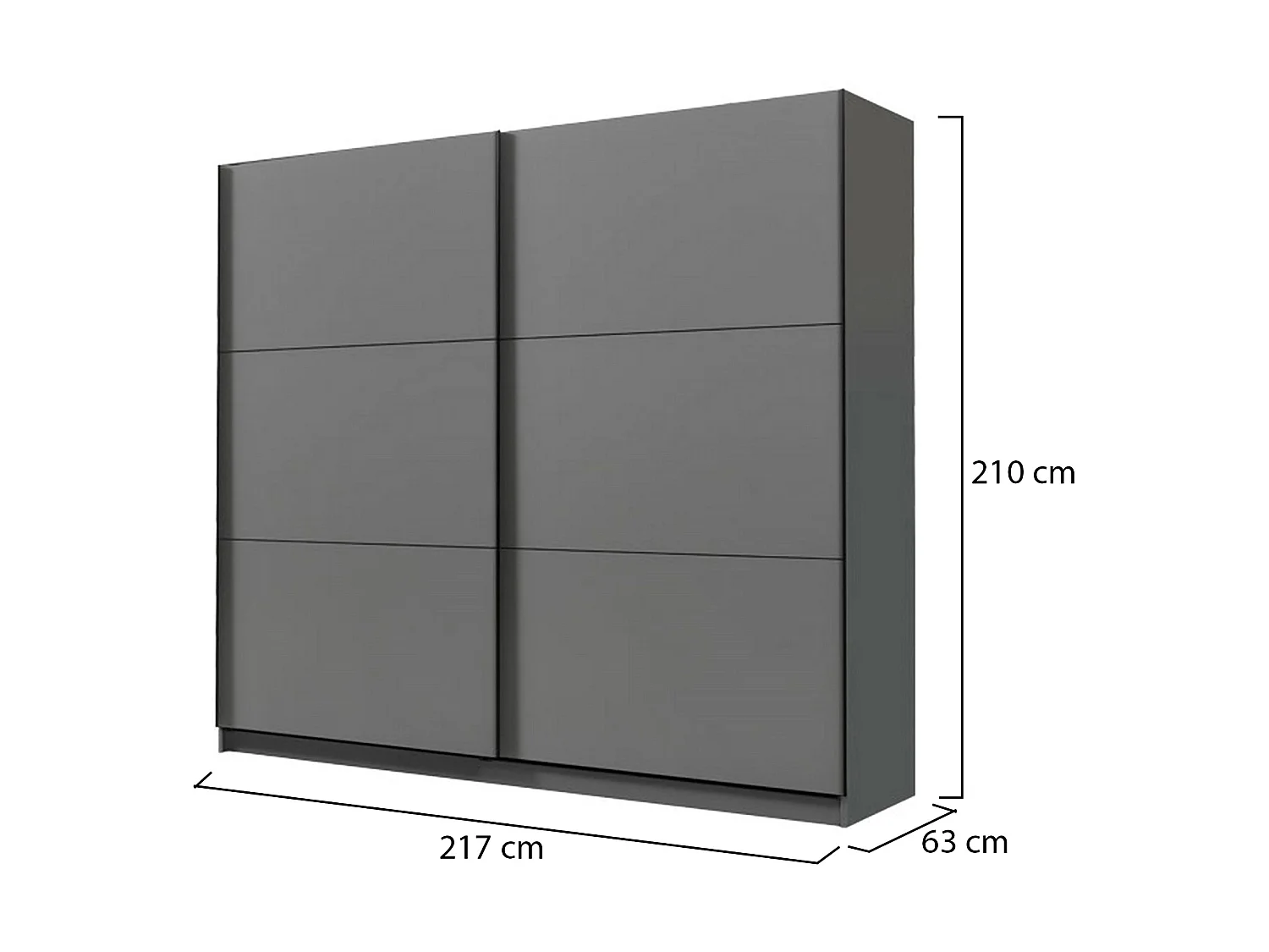 Guardaroba Grande Piateda, 8 Ripiani, 217x210h cm Nero Antracite, Armadio Camera da Letto, Appendiabiti, 2 Ante