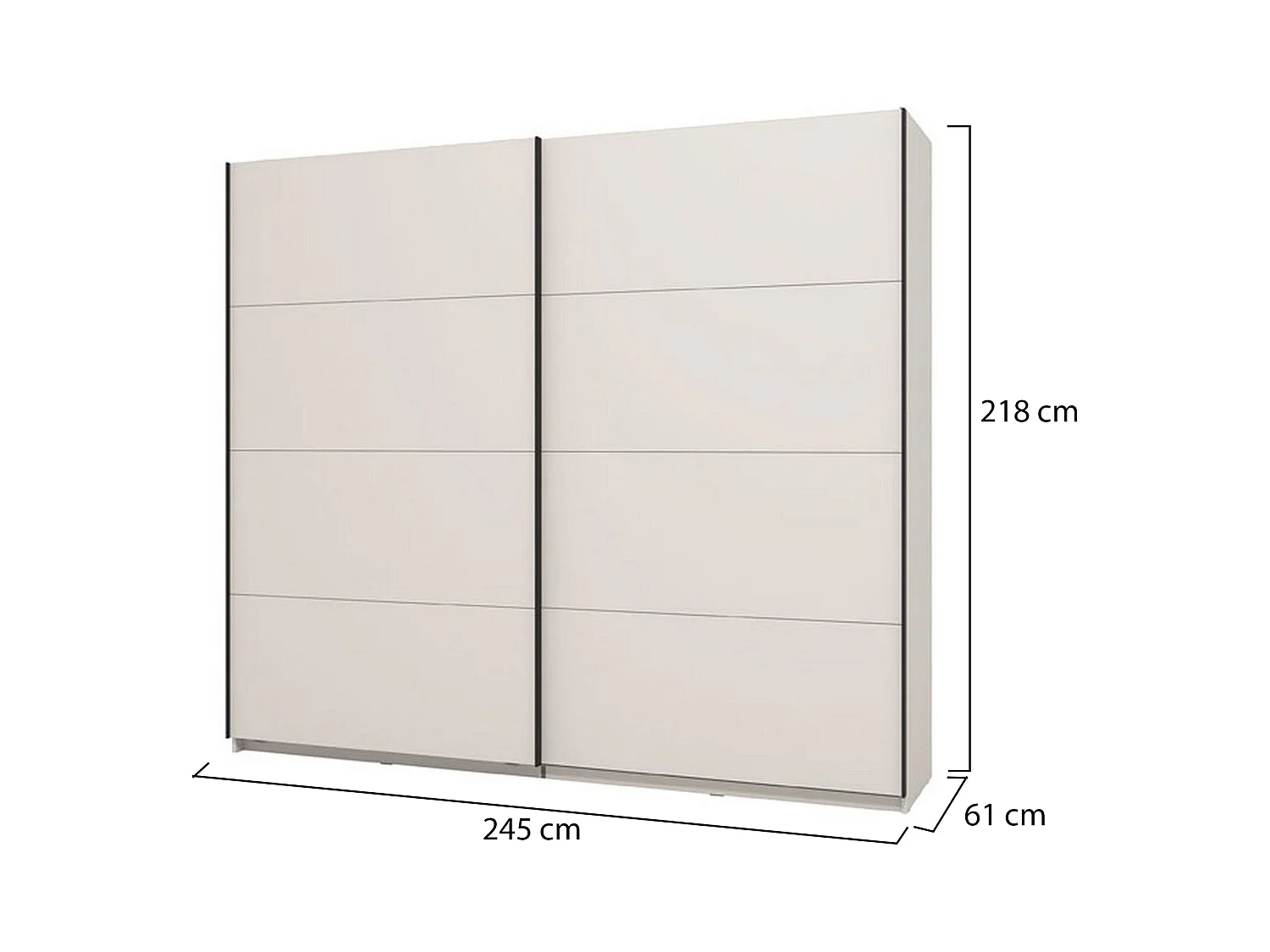 Großer Salemi Kleiderschrank, 2 Regale, 245x218h cm Cremeweiß, Schlafzimmerschrank, Kleiderstange, 2 Türen