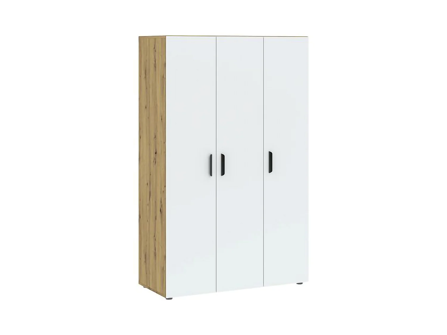 Armoire 3 Portes Randazzo, Penderie, 111x52 cm Chêne Brun Noeuds, Armoire Chambre, 4 Tiroirs, 4 Étagères