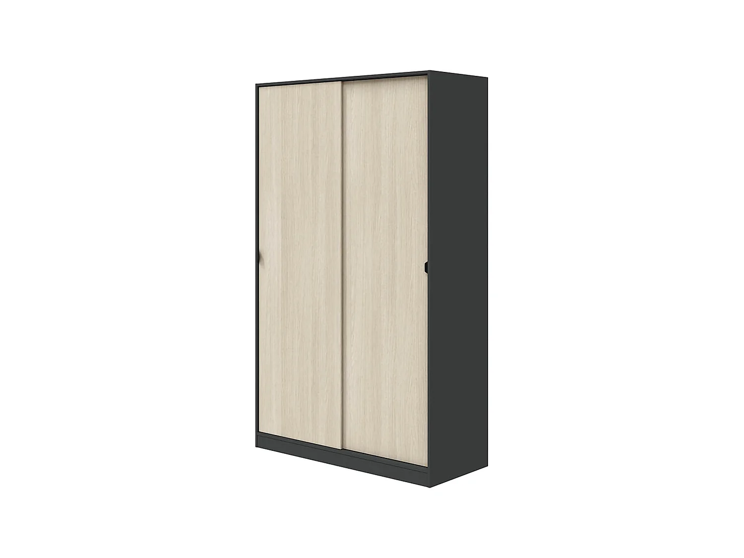 Armoire 2 Portes Fiora, 4 Étagères, 50x200h cm Gris Anthracite, Armoire Chambre