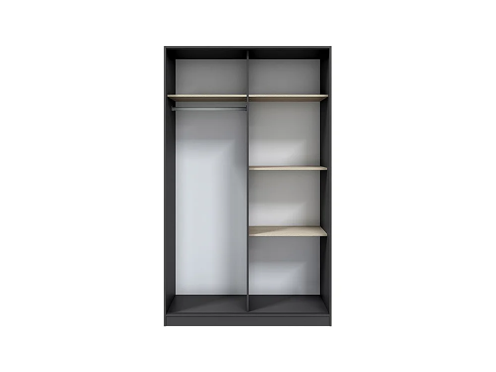 Armoire 2 Portes Fiora, 4 Étagères, 50x200h cm Gris Anthracite, Armoire Chambre