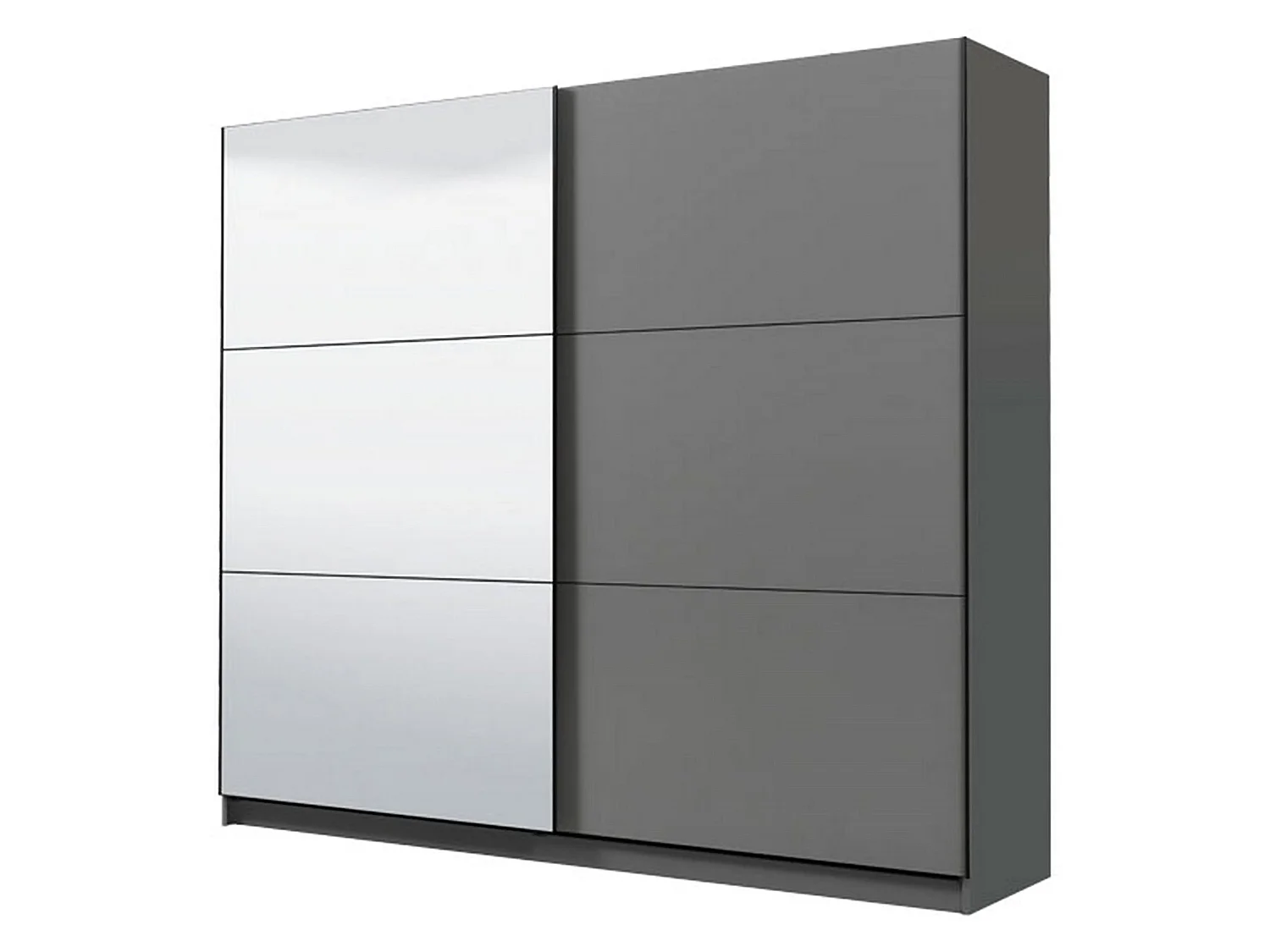 Guardaroba Grande Soncino, Appendiabiti, 217x210h cm Nero Antracite, Armadio Camera da Letto, 8 Ripiani, Apertura Scorrevole