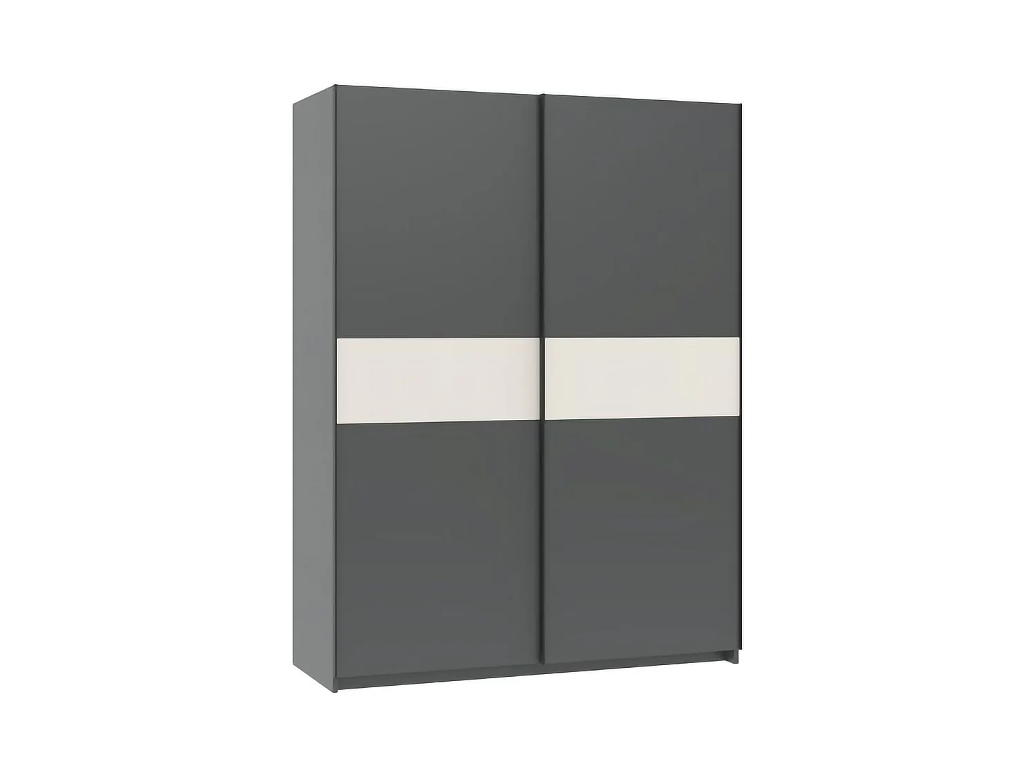 Guardaroba 2 Ante Manita, 2 Ripiani, 150x204h cm Nero Antracite, Armadio Camera da Letto, Appendiabiti, 2 Ante