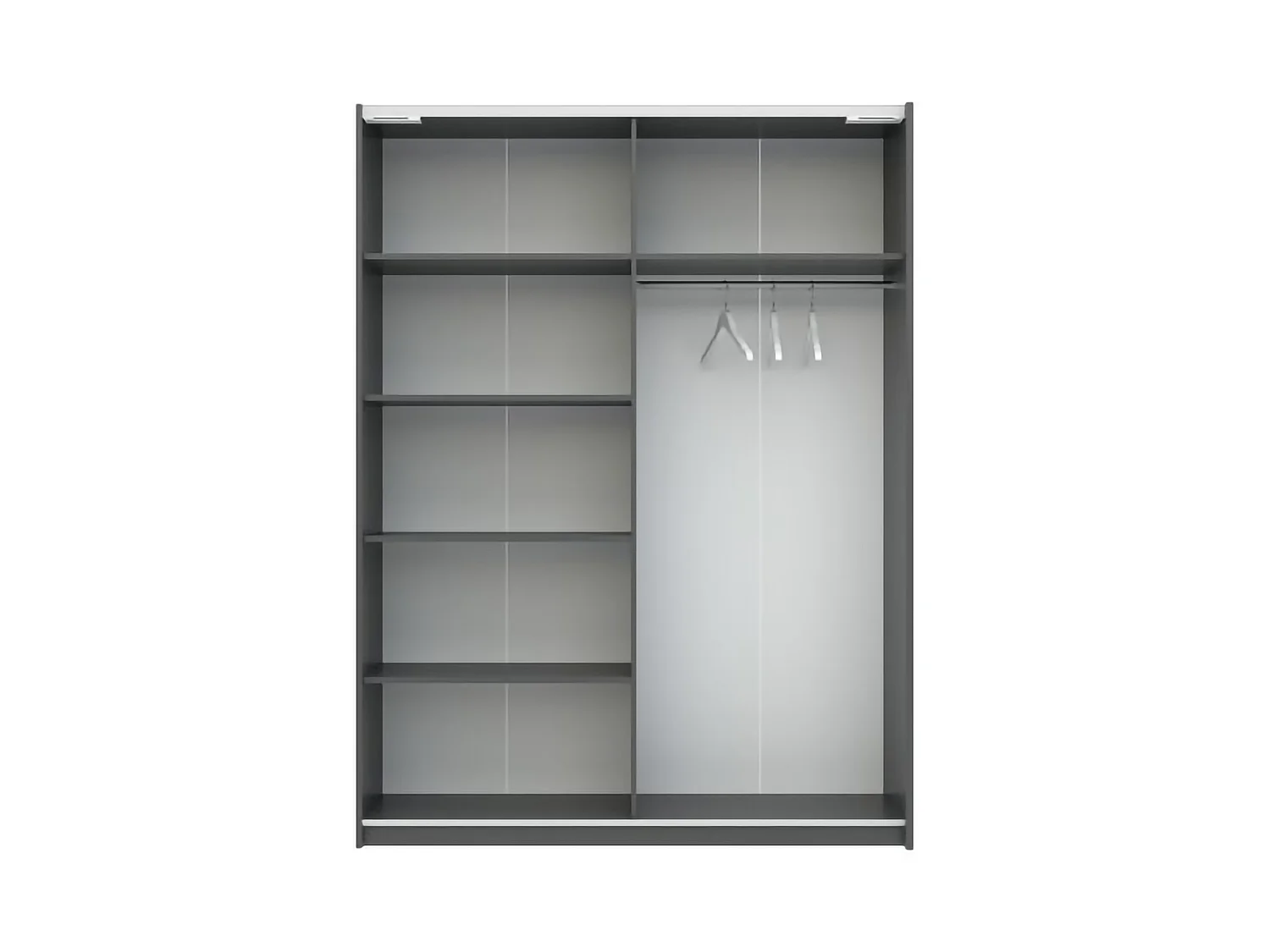 Guardaroba 2 Ante Manita, 2 Ripiani, 150x204h cm Nero Antracite, Armadio Camera da Letto, Appendiabiti, 2 Ante