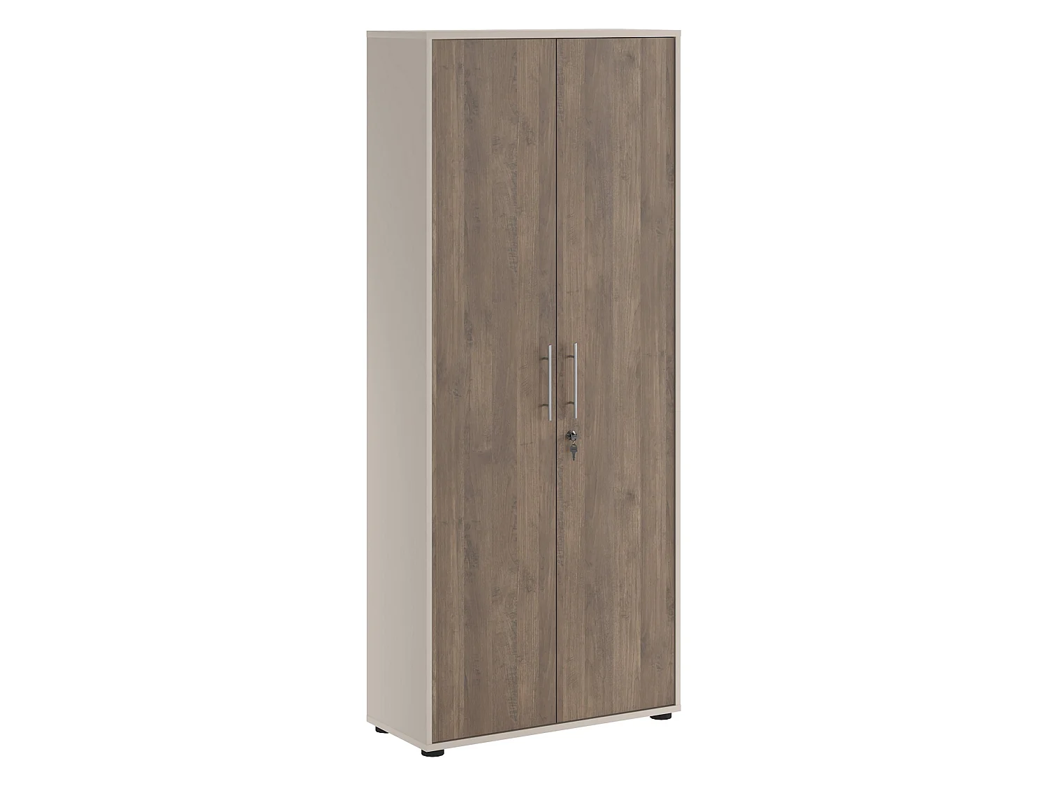 Armoire Polyvalente 2 Portes Saponara, 4 Étagères, 79x188h cm Beige, 2 Portes, 5 Compartiments