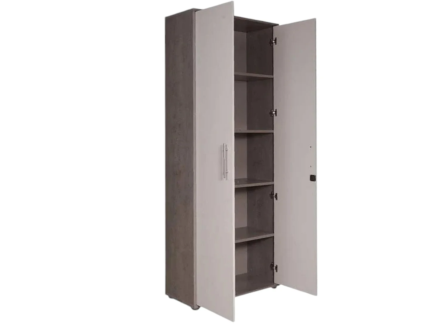 Armoire Polyvalente 2 Portes Dabildgaar, 4 Étagères, 188x33,6h cm Gris