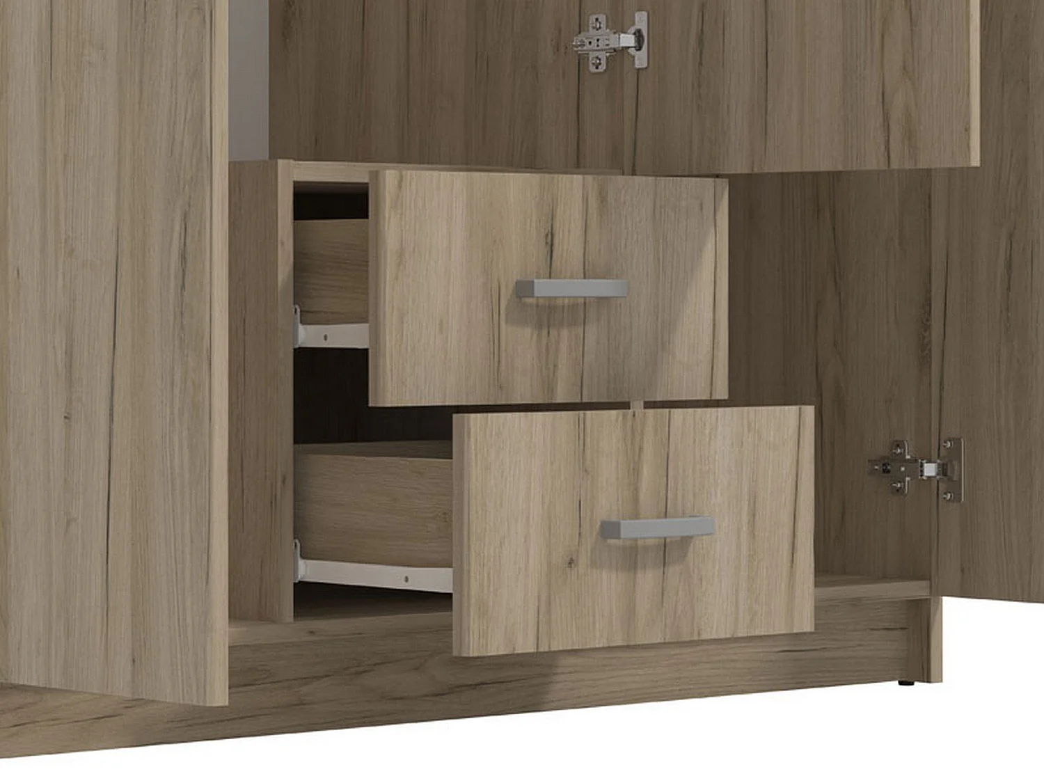 Armoire 3 Portes Crati, Porte-manteaux, 120x52 cm Chêne Marron, Armoire Chambre, 2 Tiroirs, 4 Étagères