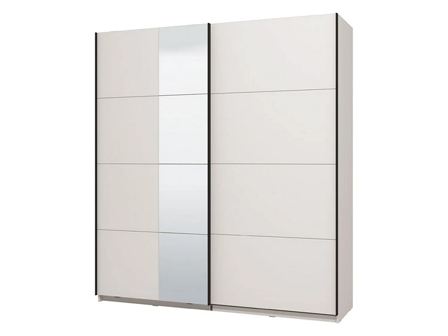 Großer Schrank Porlezza, Kleiderstange, 195x218h cm Mattweiß, Schlafzimmerschrank, 2 Böden, Schiebetür