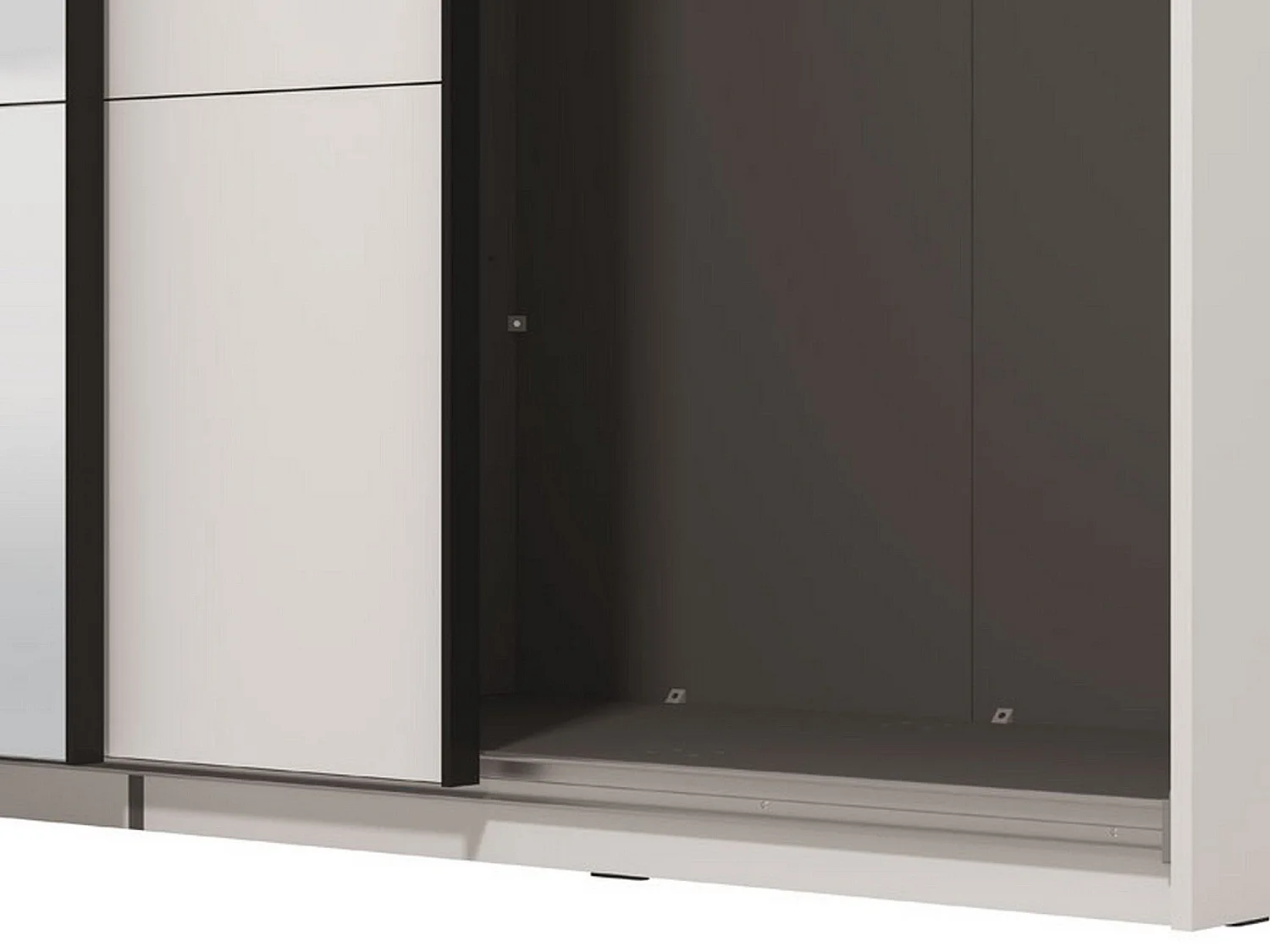 Großer Schrank Porlezza, Kleiderstange, 195x218h cm Mattweiß, Schlafzimmerschrank, 2 Böden, Schiebetür