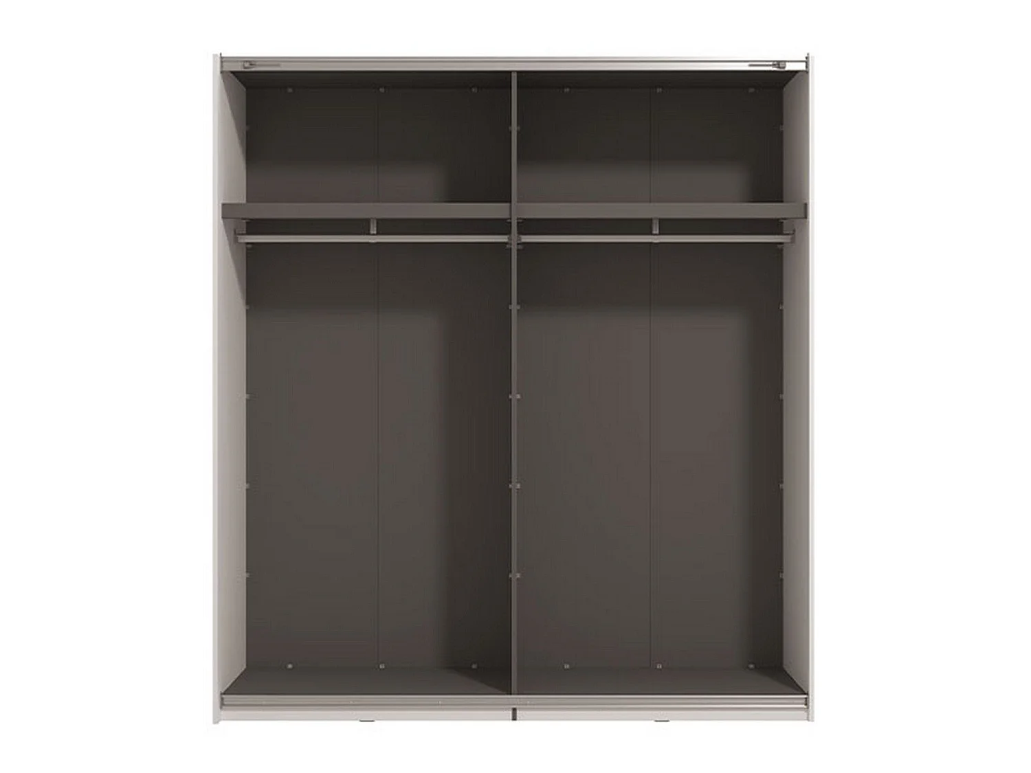 Großer Schrank Porlezza, Kleiderstange, 195x218h cm Mattweiß, Schlafzimmerschrank, 2 Böden, Schiebetür