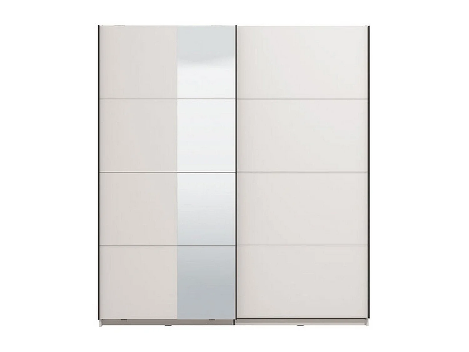 Großer Schrank Porlezza, Kleiderstange, 195x218h cm Mattweiß, Schlafzimmerschrank, 2 Böden, Schiebetür