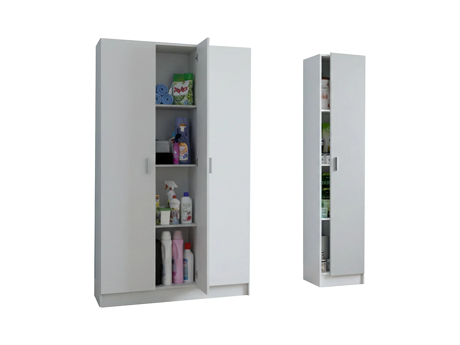 Armadio Multiuso Grande Sinnai, Modulabile, 146x180h cm Bianco, 7 Ripiani, 4 Ante