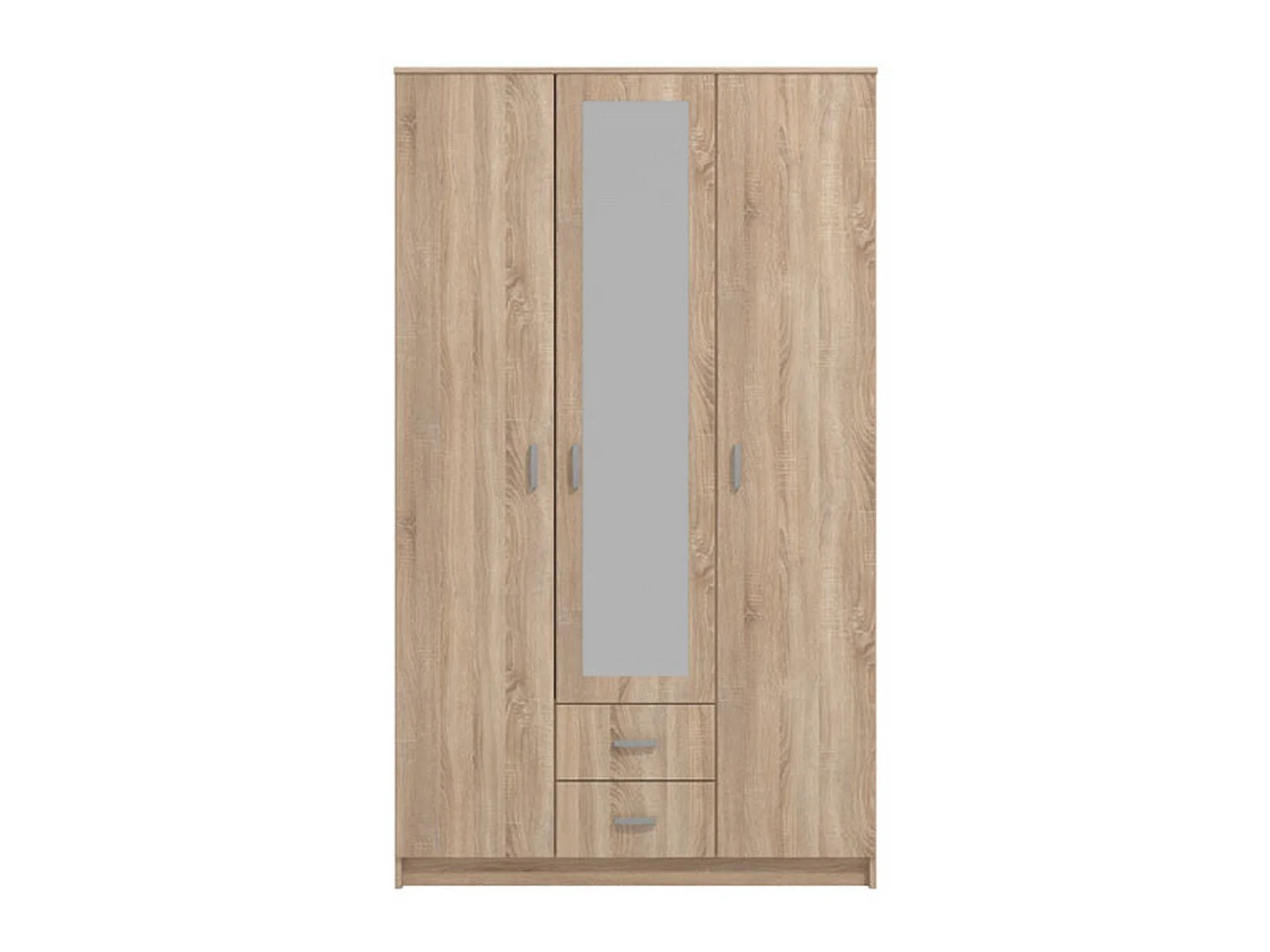 Armoire 3 Portes Crati, Porte-manteaux, 120x52 cm Chêne Marron, Chambre à Coucher, 2 Tiroirs, 4 Étagères