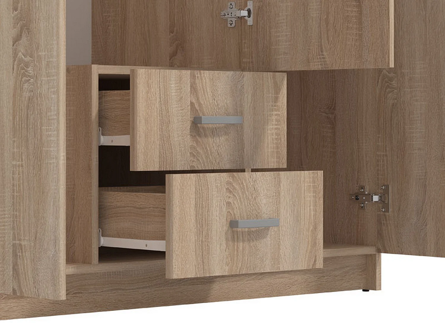 Armoire 3 Portes Crati, Porte-manteaux, 120x52 cm Chêne Marron, Chambre à Coucher, 2 Tiroirs, 4 Étagères