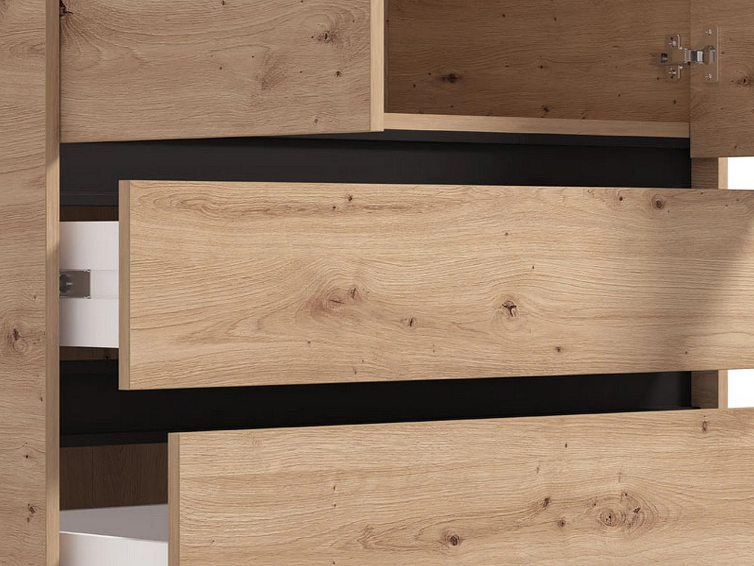 Vimercati 2-türiger Kleiderschrank, Kleiderstange, 93x211h cm, Eiche Braun, Schlafzimmer, 3 Schubladen, 1 Regal
