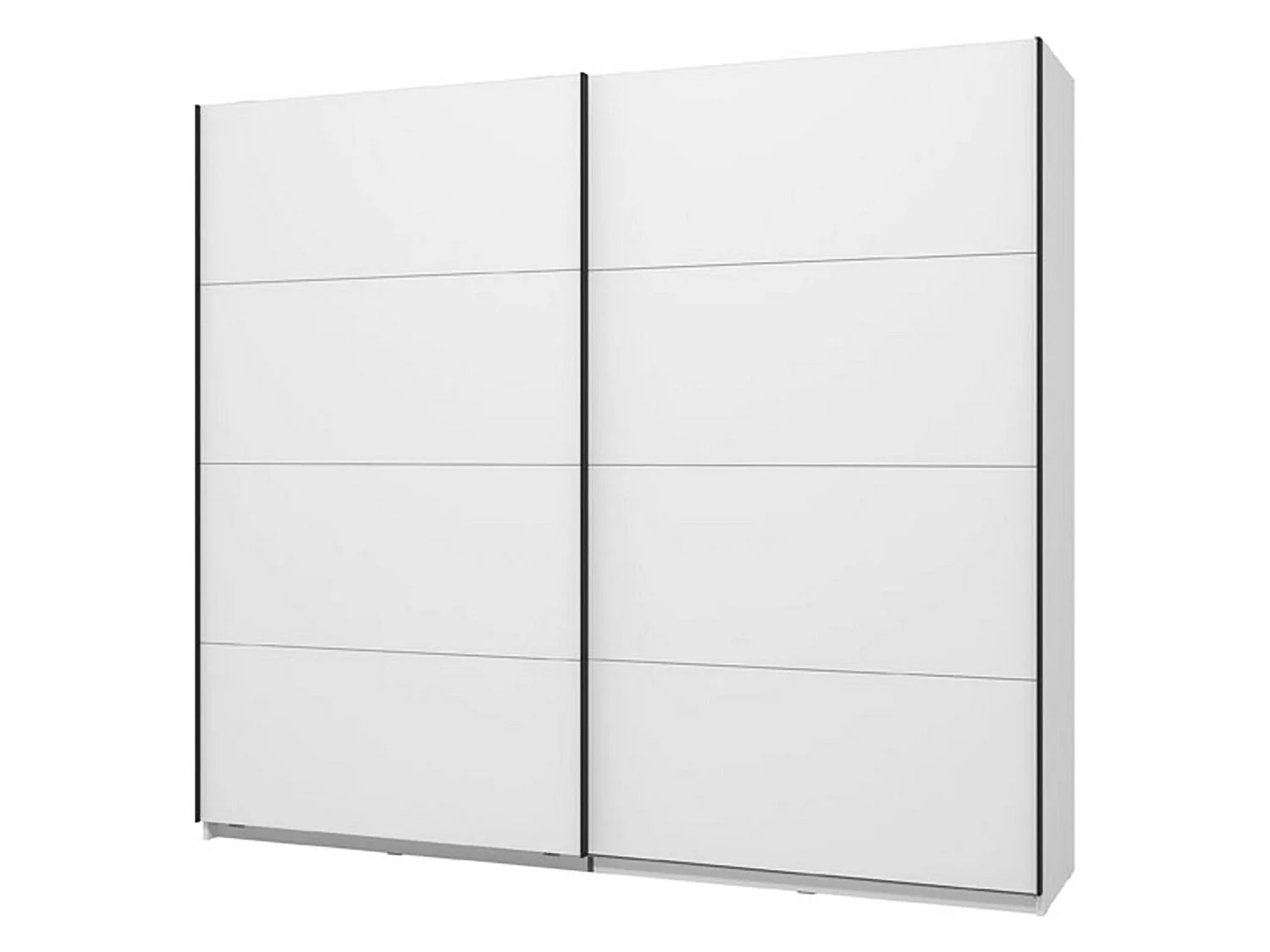 Großer Kleiderschrank Salemi, Kleiderständer, 245x218 cm Mattweiß, Schlafzimmer-Wandschrank, 2 Einlegeböden, Schiebetüröffnung