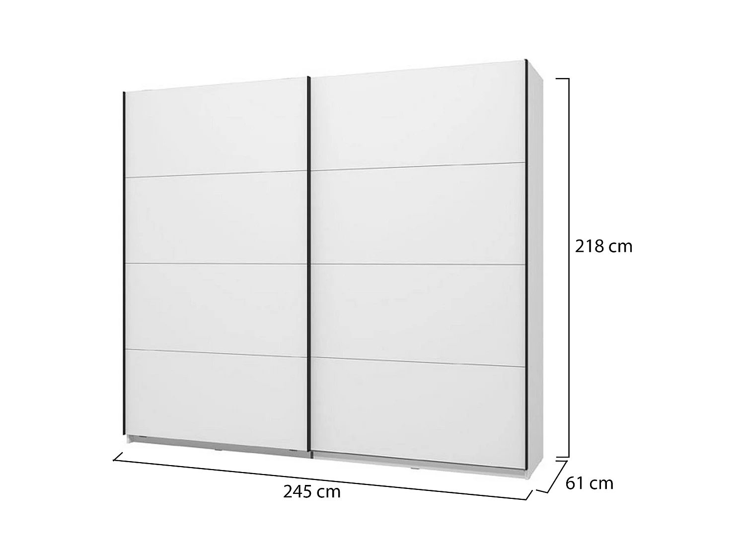 Großer Kleiderschrank Salemi, Kleiderständer, 245x218 cm Mattweiß, Schlafzimmer-Wandschrank, 2 Einlegeböden, Schiebetüröffnung