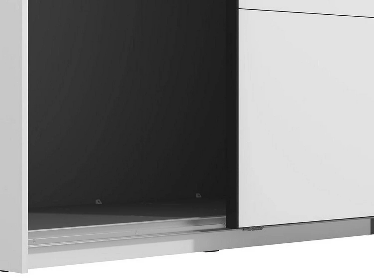 Großer Kleiderschrank Salemi, Kleiderständer, 245x218 cm Mattweiß, Schlafzimmer-Wandschrank, 2 Einlegeböden, Schiebetüröffnung