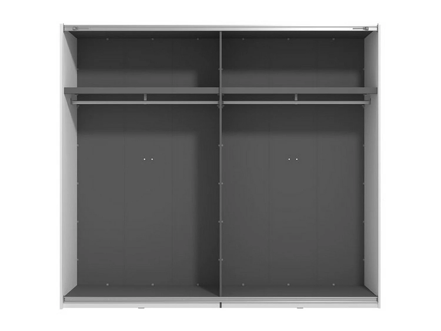 Großer Kleiderschrank Salemi, Kleiderständer, 245x218 cm Mattweiß, Schlafzimmer-Wandschrank, 2 Einlegeböden, Schiebetüröffnung