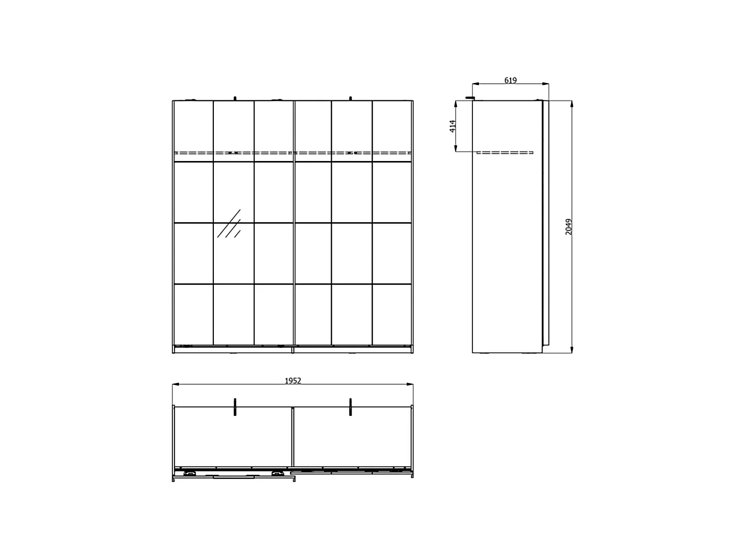 Schrank 2 Türen Asilah, 2 Regalböden, 195x205h cm Mattweiß, Kleiderschrank Schlafzimmer, Kleiderstange, Schiebetür