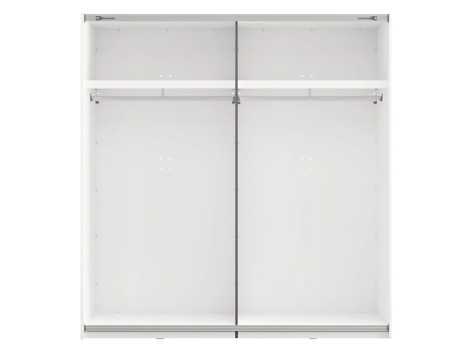 Schrank 2 Türen Asilah, 2 Regalböden, 195x205h cm Mattweiß, Kleiderschrank Schlafzimmer, Kleiderstange, Schiebetür