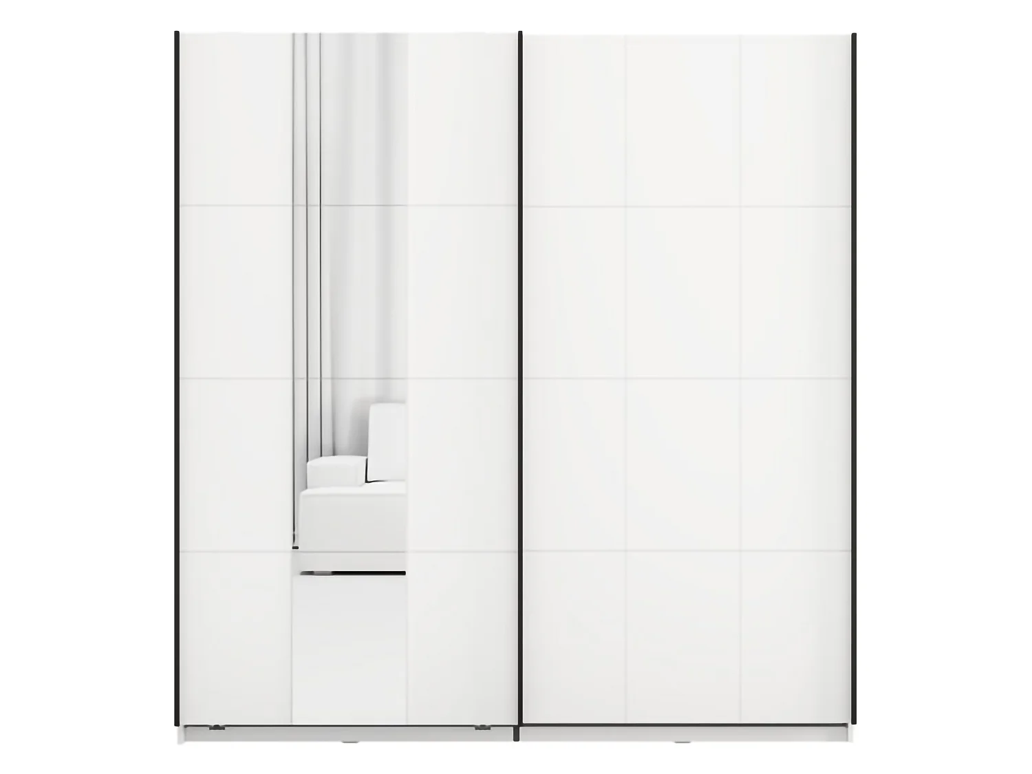 Schrank 2 Türen Asilah, 2 Regalböden, 195x205h cm Mattweiß, Kleiderschrank Schlafzimmer, Kleiderstange, Schiebetür
