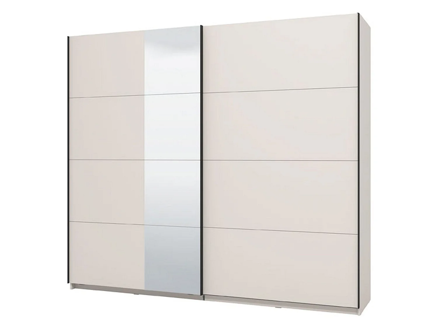 Große Garderobe Resiutta, Kleiderständer, 245x218h cm Cremeweiß, Schlafzimmer-Schrank, 2 Regale, Schiebetür