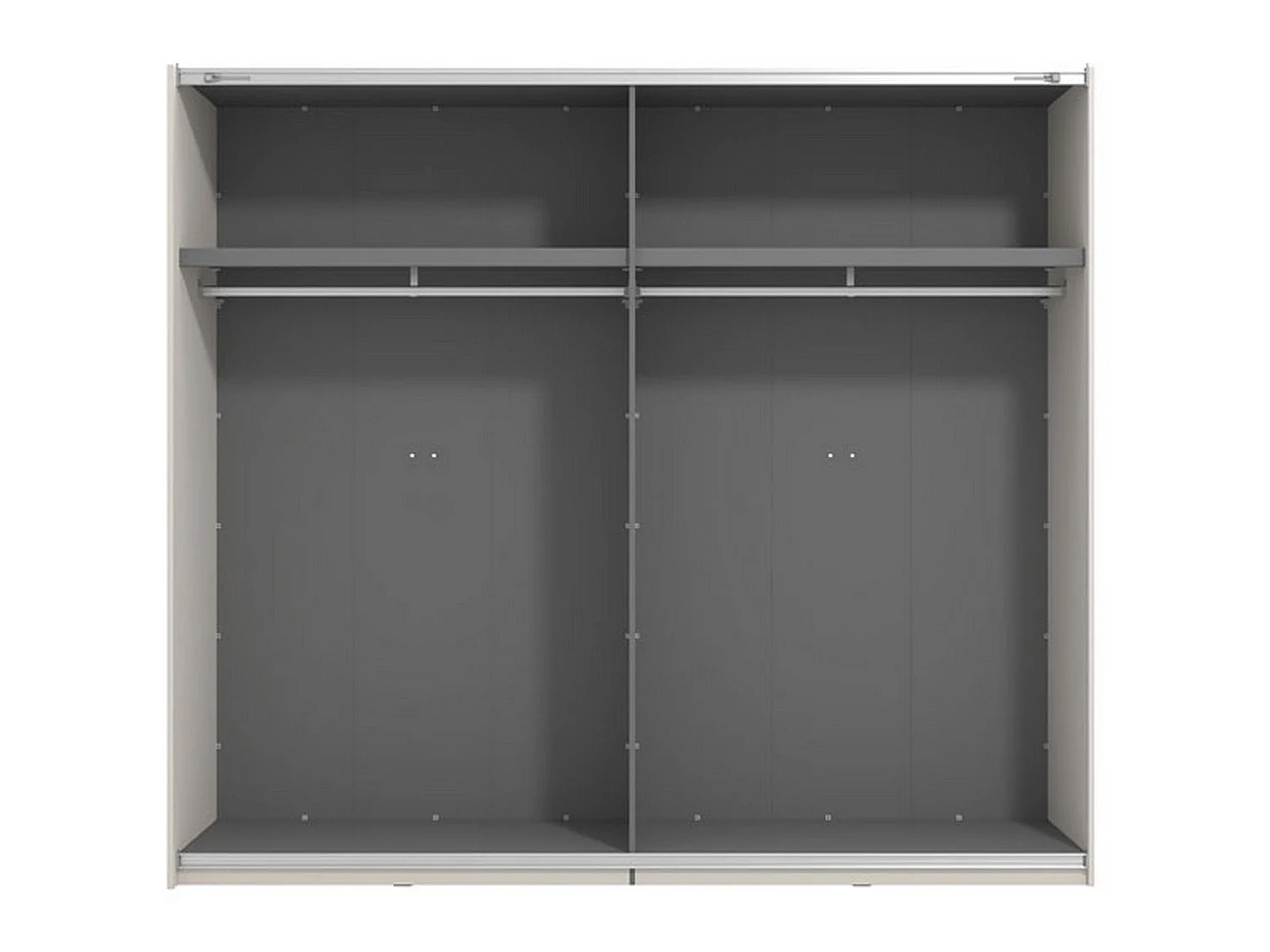 Große Garderobe Resiutta, Kleiderständer, 245x218h cm Cremeweiß, Schlafzimmer-Schrank, 2 Regale, Schiebetür