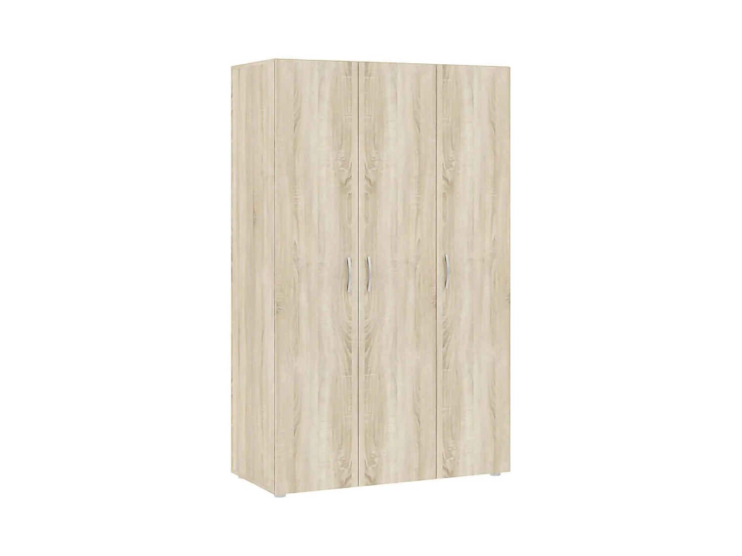 3-deurs garderobekast Pettineo, kledingkast met hanggedeelte, 111x52 cm eikenbruin, slaapkamerkast, 4 legplanken, 3 deuren