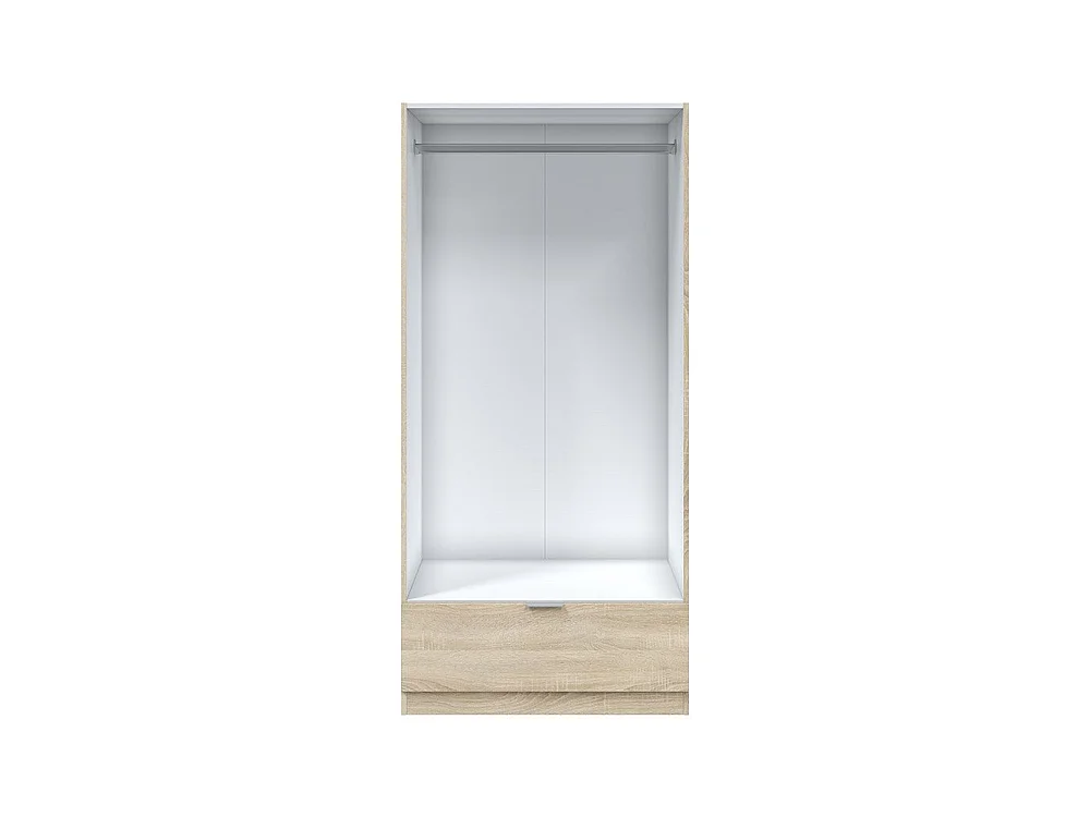 Kast 2 Deuren Budoia, een Plank, 80x170h cm Bruin Eiken, Slaapkamerkast, een Lade, Kledingroede