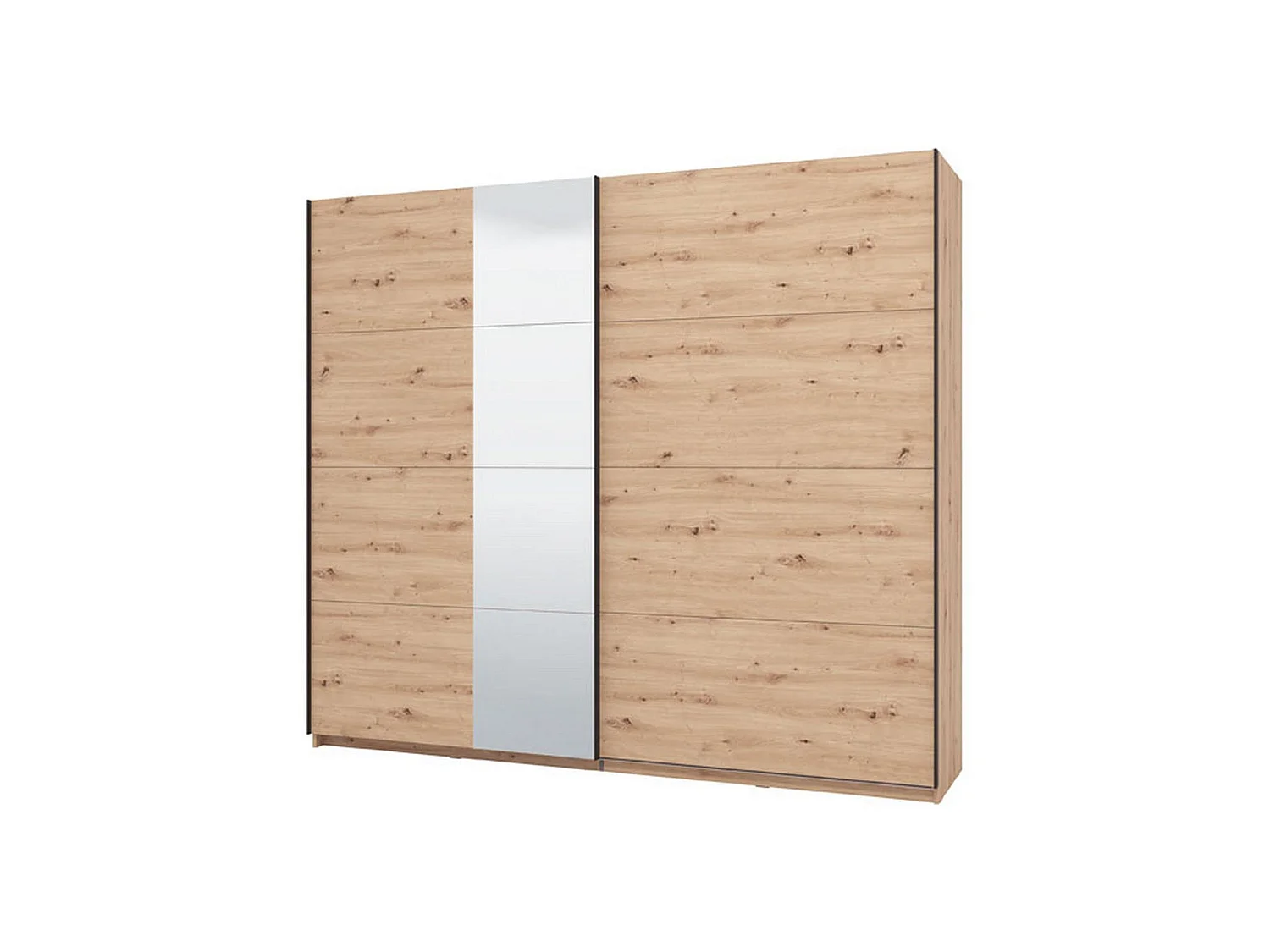 Großer Kleiderschrank Resiutta, 2 Böden, 245x218h cm Eiche Nuss, Schlafzimmer Schrank, Kleiderstange, 2 Türen