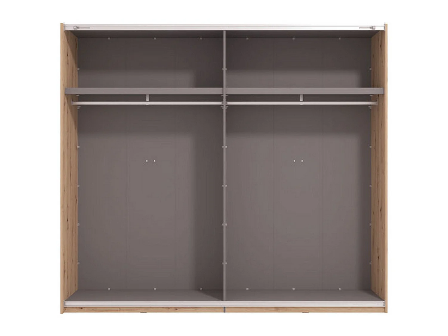 Großer Kleiderschrank Resiutta, 2 Böden, 245x218h cm Eiche Nuss, Schlafzimmer Schrank, Kleiderstange, 2 Türen