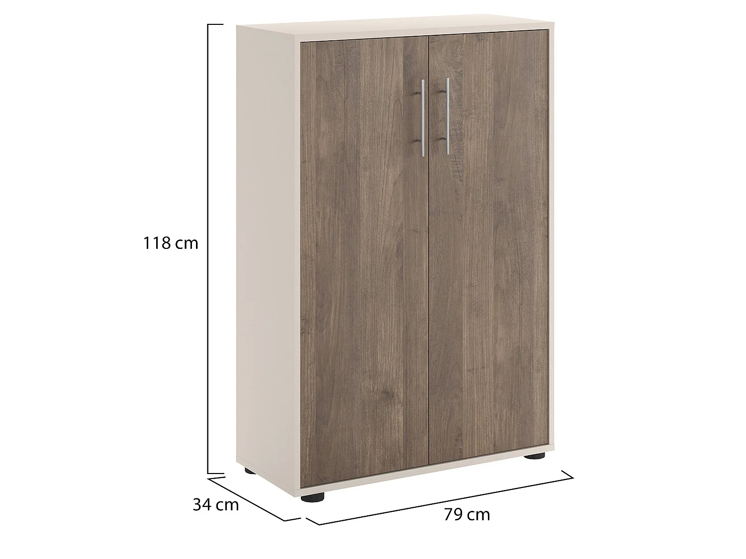 Armoire polyvalente 2 portes Parabita, 2 étagères, 79x118h cm beige, 2 portes, 3 compartiments