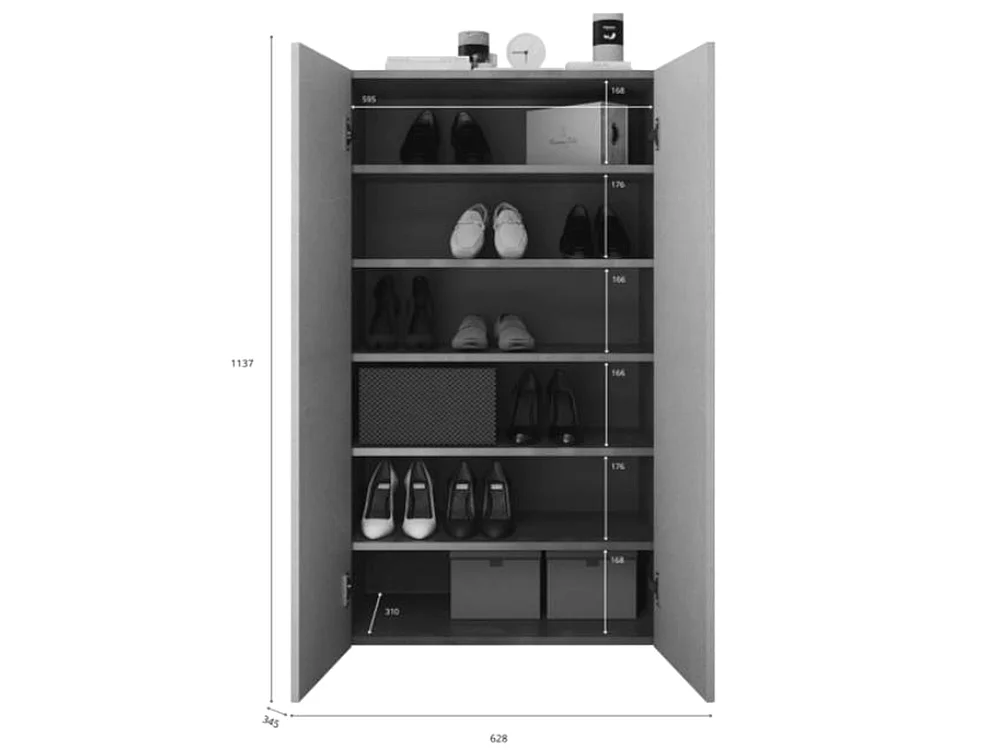 Armadio Multiuso 2 Ante Floro, 5 Ripiani Made in Italy, 63x114h cm Grigio Cemento, Apertura Manuale, 2 Ante