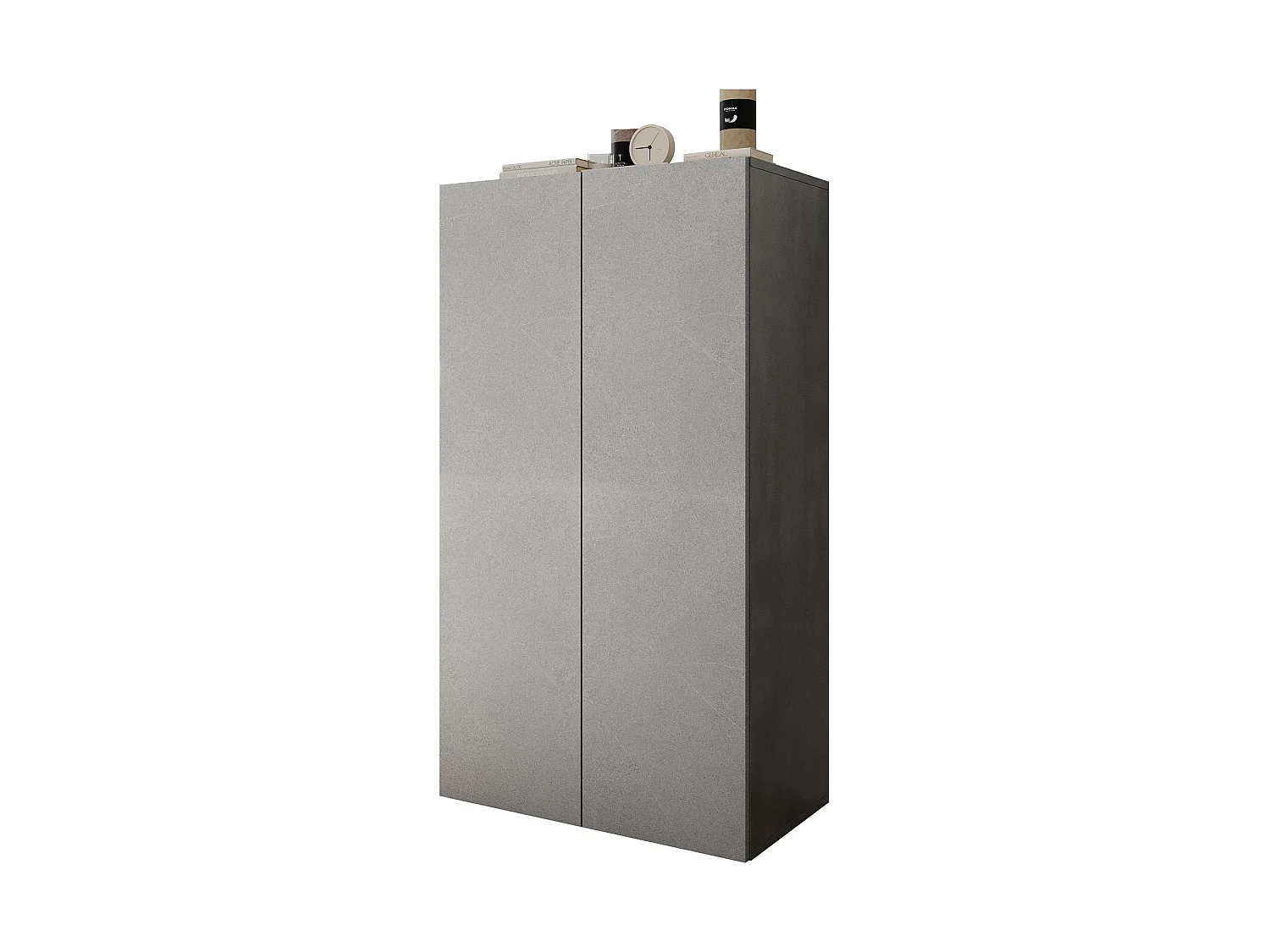 Armadio Multiuso 2 Ante Floro, 5 Ripiani Made in Italy, 63x114h cm Grigio Cemento, Apertura Manuale, 2 Ante