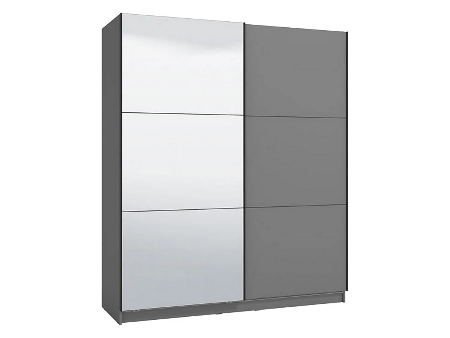 Guardaroba Grande Verzino, 5 Ripiani, 179x210h cm Nero Antracite, Armadio Camera da Letto, Appendiabiti, 2 Ante