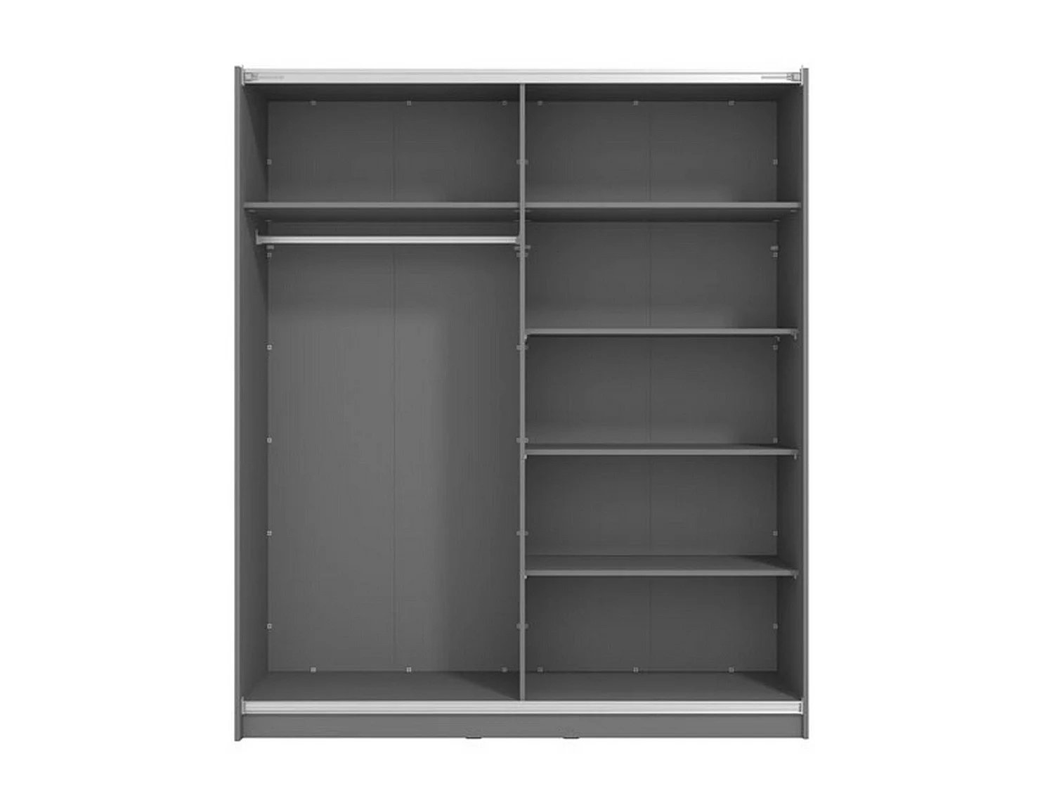 Guardaroba Grande Verzino, 5 Ripiani, 179x210h cm Nero Antracite, Armadio Camera da Letto, Appendiabiti, 2 Ante