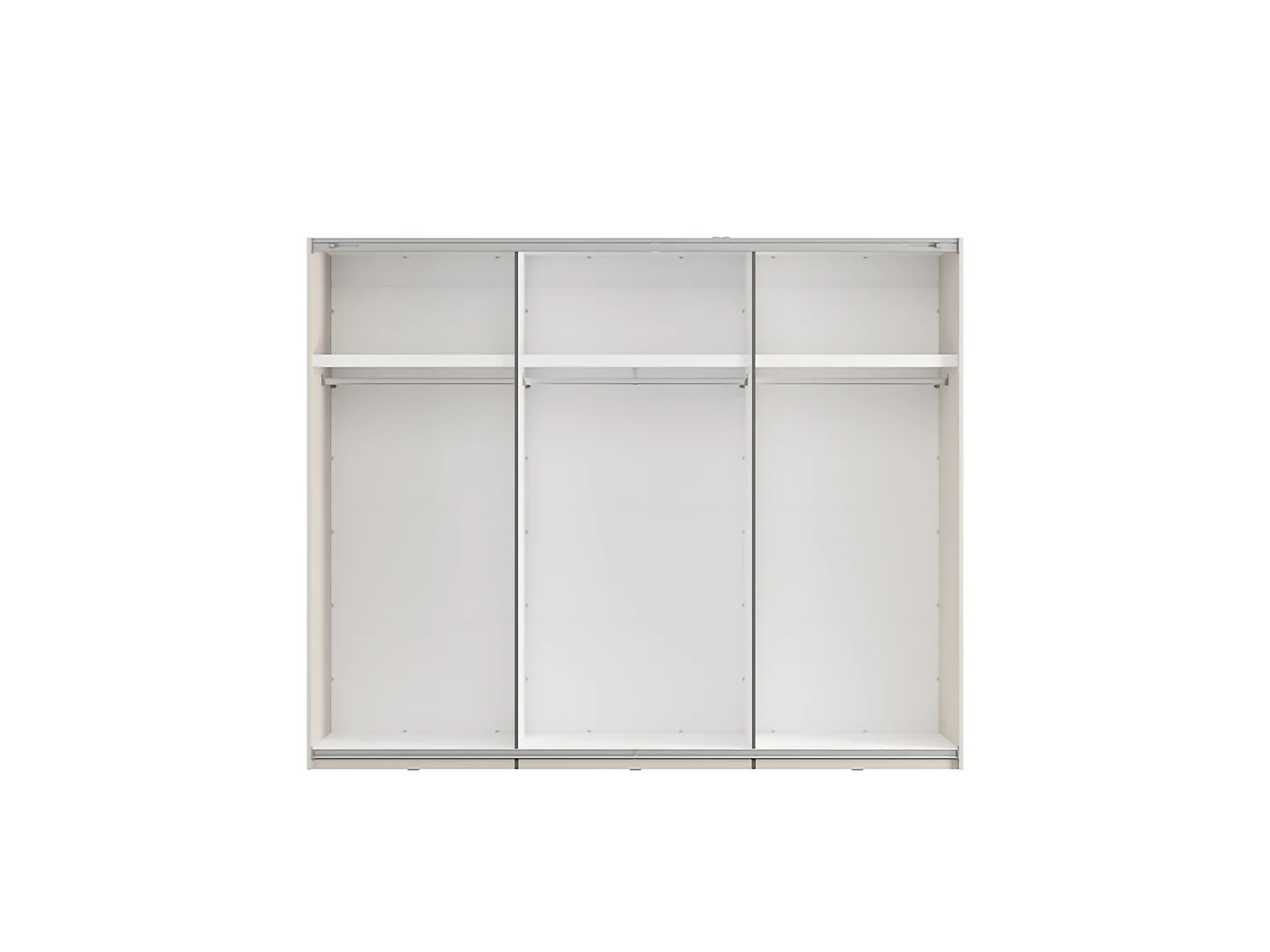 Schrank 3 Türen Sapa, 3 Regale, 267x62 cm Cremeweiß, Schlafzimmer Schrank, Kleiderstange, Schiebetüren