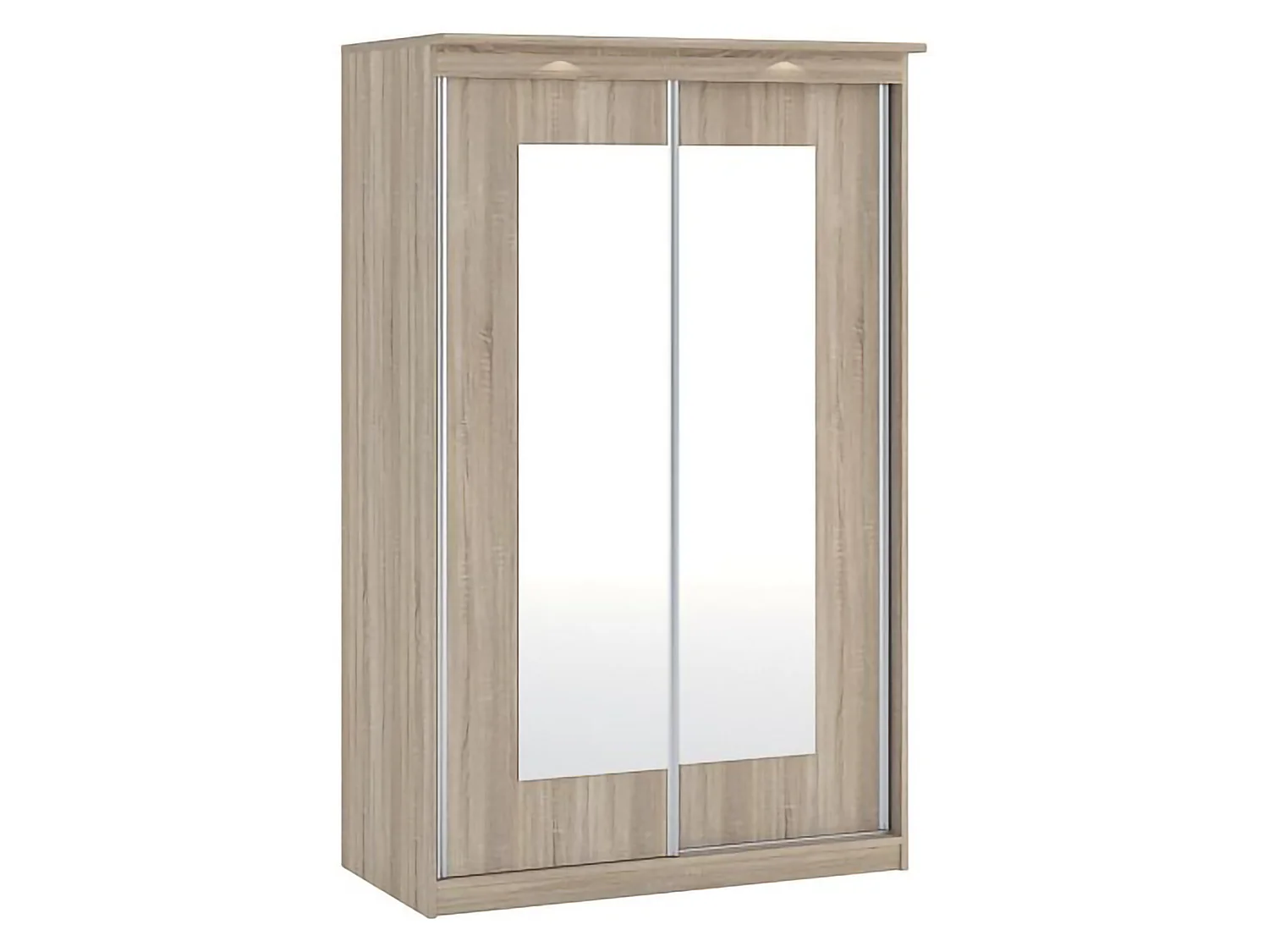 Garderobe 2-türig Lesela, Kleiderständer, 120x195h cm Eichenbraun, Schlafzimmer-Schrank, 2 Regale, 2 Türen