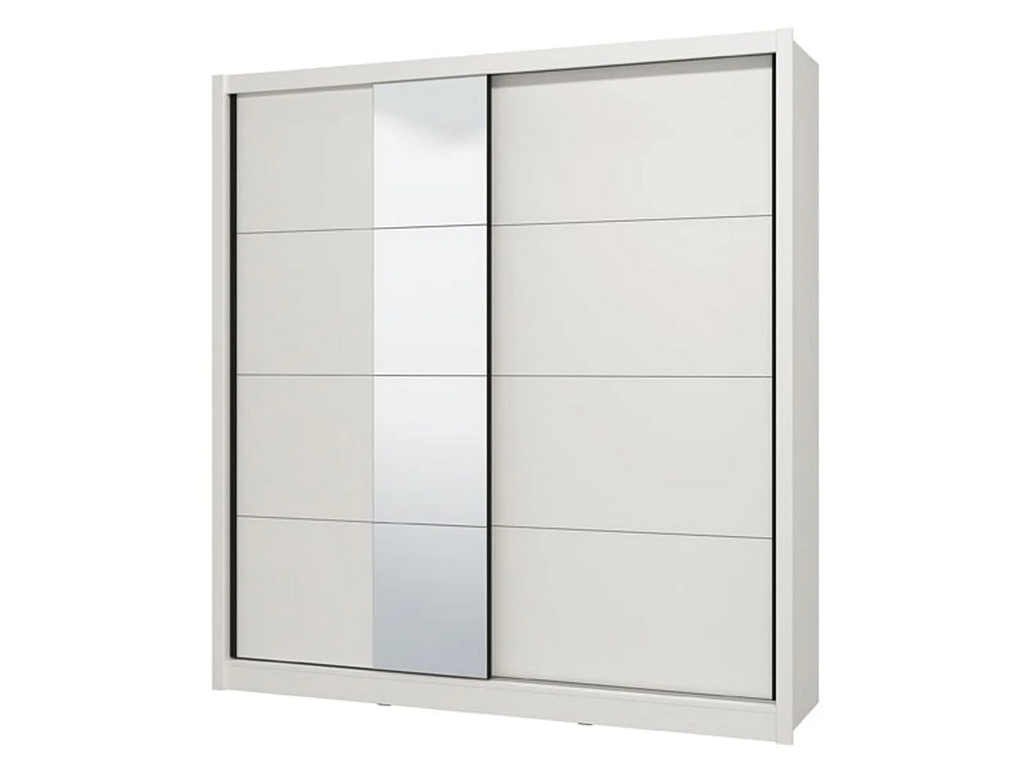 Grande armoire Orero, penderie, 205x216h cm blanc mat, armoire de chambre, 5 étagères, 8 compartiments