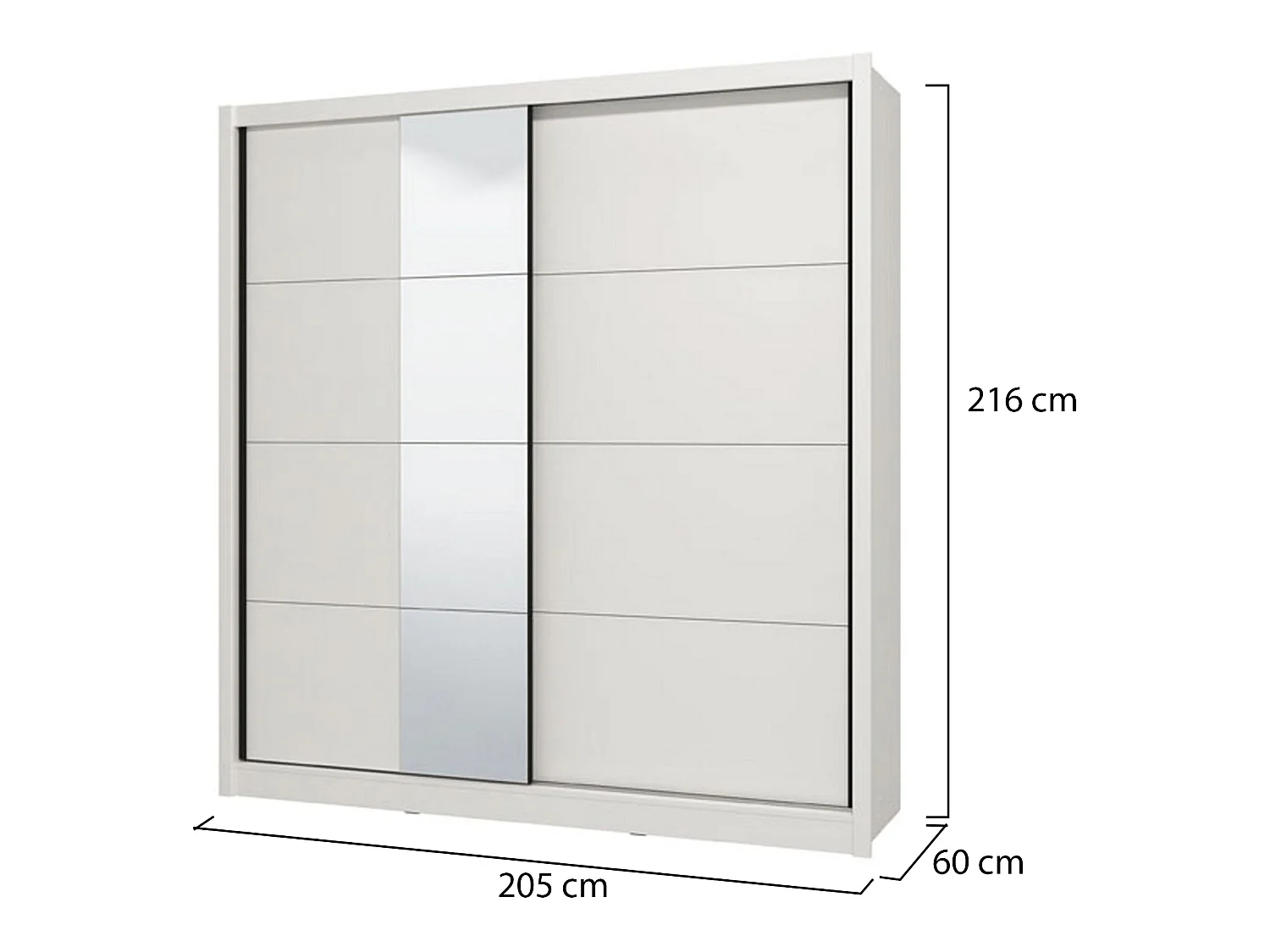 Grande armoire Orero, penderie, 205x216h cm blanc mat, armoire de chambre, 5 étagères, 8 compartiments