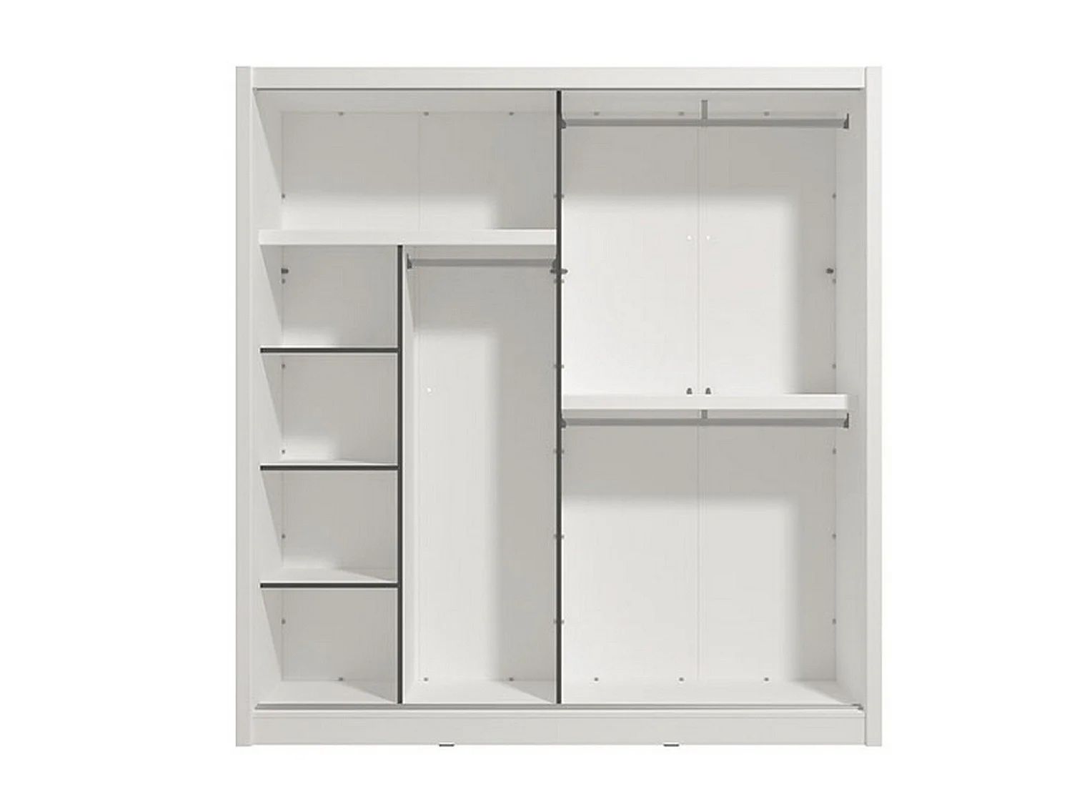 Grande armoire Orero, penderie, 205x216h cm blanc mat, armoire de chambre, 5 étagères, 8 compartiments