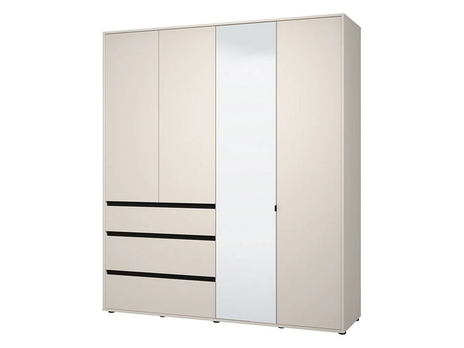 Großer Kleiderschrank Rifreddoo, 4 Regalböden, 183x211H cm, Cremeweiß, Schlafzimmerschrank, 3 Schubladen, Kleiderstange