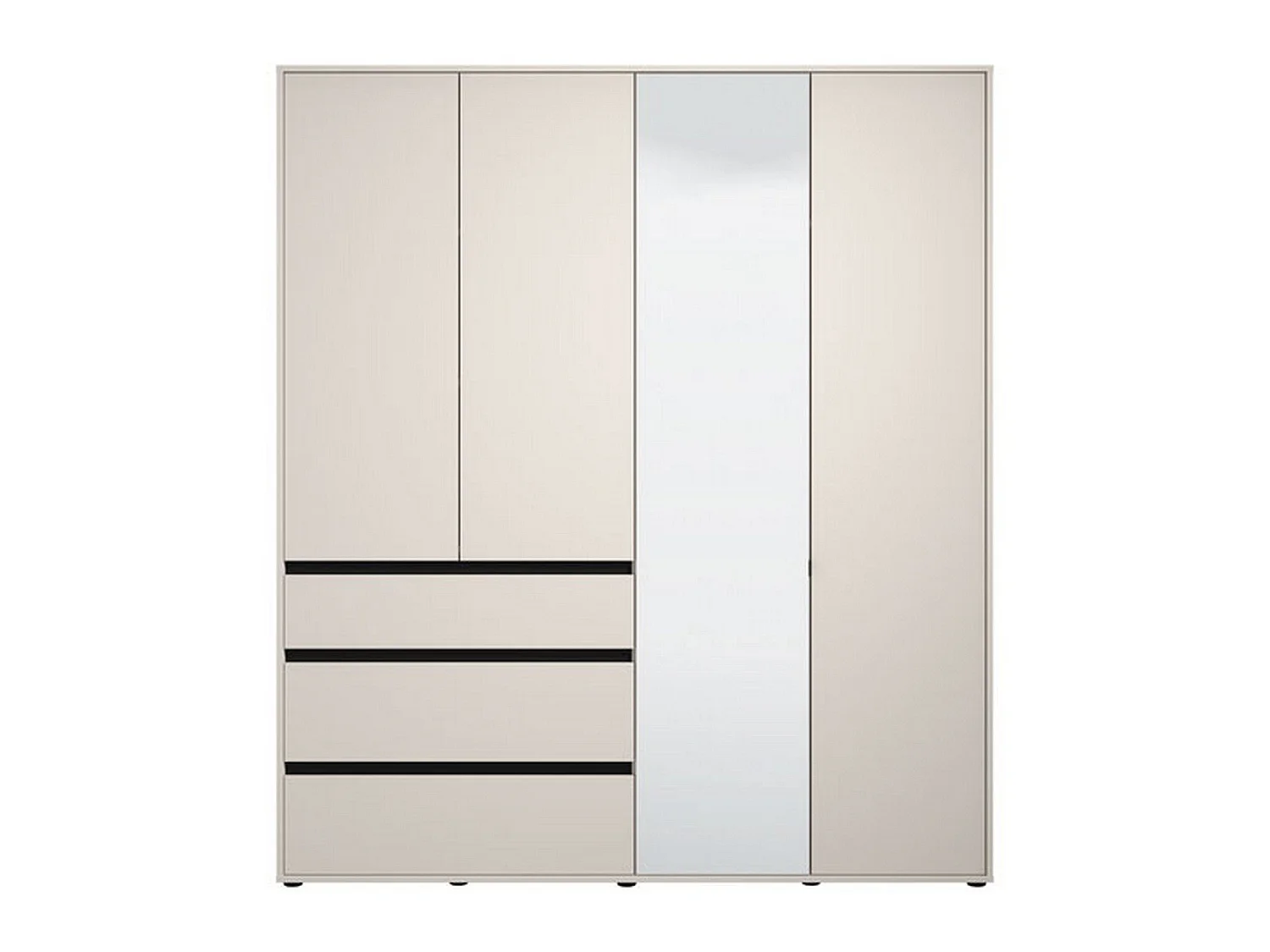 Großer Kleiderschrank Rifreddoo, 4 Regalböden, 183x211H cm, Cremeweiß, Schlafzimmerschrank, 3 Schubladen, Kleiderstange