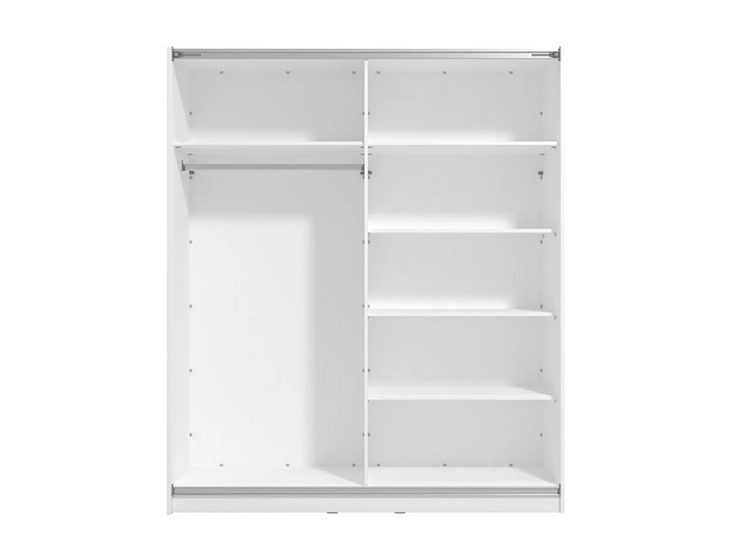 Guardaroba Grande Cerchio, Appendiabiti, 179x210h cm Bianco Opaco, Armadio Camera da Letto, 5 Ripiani, Apertura Scorrevole