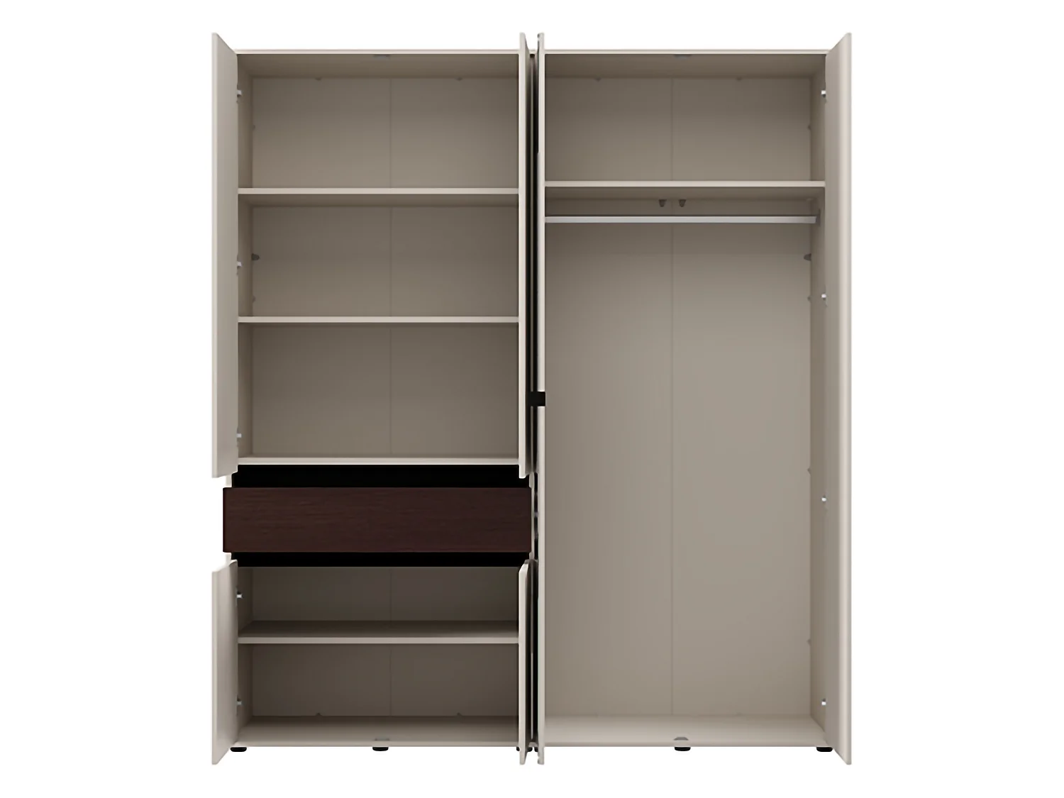 Großer Kleiderschrank Pai, eine Schublade, 183x211h cm Cremeweiß, Schlafzimmer, 5 Regale, Kleiderstange