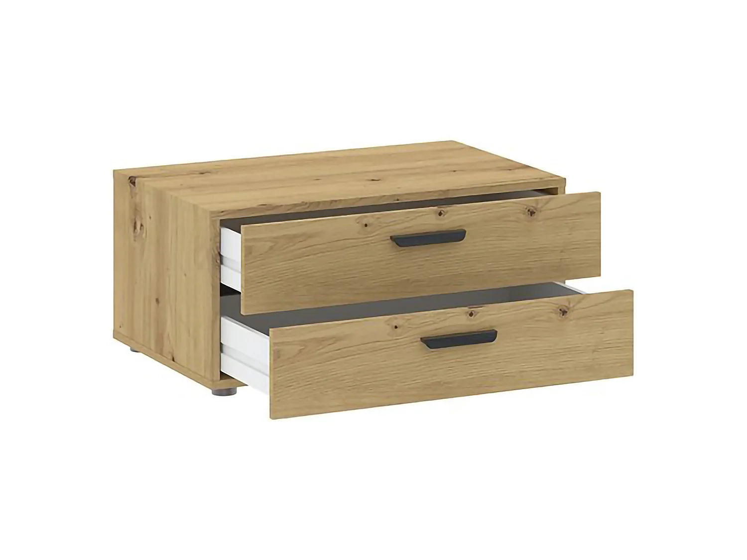 Cassettiera Piatto, 2 Cassetti, 74x52x35h cm Marrone Rovere Nodi, Apertura Scorrevole, Chiusura Scorrevole
