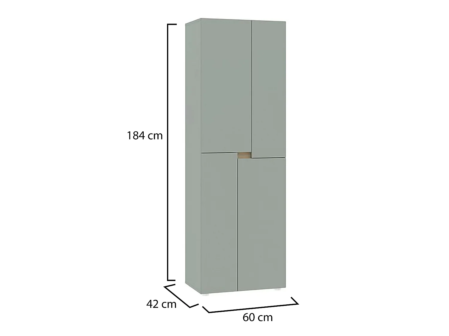 Guardaroba Grande Lidasime, 5 Ripiani, 42x184h cm Verde, Armadio Camera da Letto, Appendiabiti, Apertura Battente
