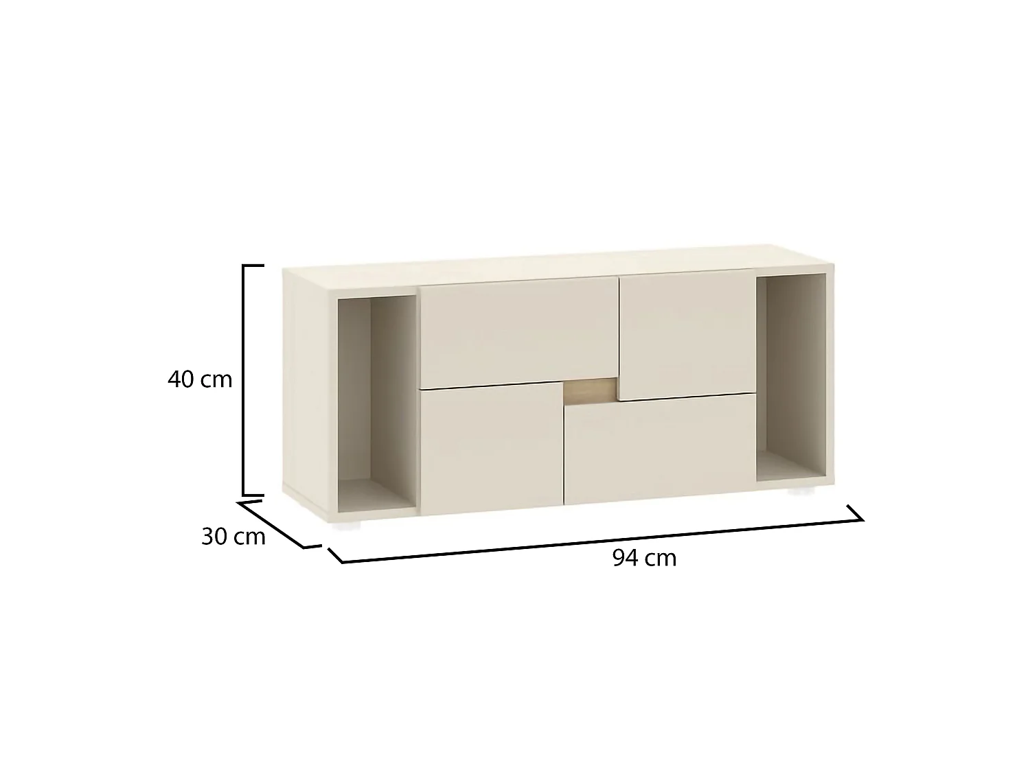 Cassettiera Lamimoli, 2 Cassetti, 94x30x40h cm Beige Cashmere, Apertura Scorrevole, Chiusura Scorrevole