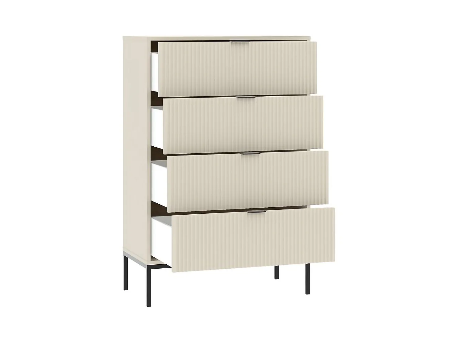 Cassettiera Laleriba, 6 Cassetti, 76x40x116h cm Beige Cashmere, Apertura Scorrevole, Chiusura Soft Close